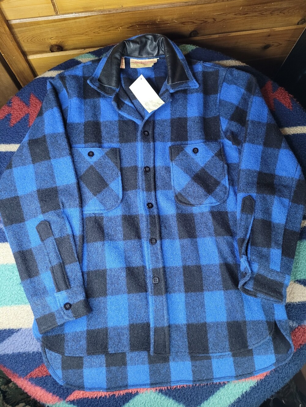 Australian Outback Collection Wool Shirt Jacket Mens Small Blue Plaid New